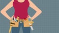 Handywoman wearing diy hand tool belt