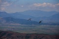 Hang glider flying in the mountains in Makedonia