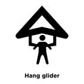 Hang glider icon vector isolated on white background, logo concept of Hang glider sign on transparent background, black filled