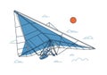 Hang glider illustration with simplified design. A single figure is suspended beneath a large, Royalty Free Stock Photo