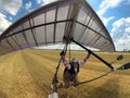 Hang glider landing Royalty Free Stock Photo