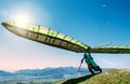 Hang glider launch from top of hill Royalty Free Stock Photo