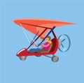 Hang glider motorized flat vector illustration