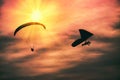 Hang glider, para sail at sunset California Royalty Free Stock Photo