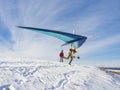 Hang glider pilot run Royalty Free Stock Photo