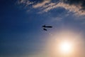 Hang-glider silhouette in sky Royalty Free Stock Photo