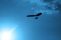 Hang-glider silhouette in sky Royalty Free Stock Photo
