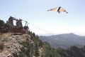 A Hang-Glider Soars Over the Sandia Peak Tramway Royalty Free Stock Photo