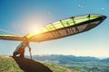 Hang-glider starting to fly Royalty Free Stock Photo