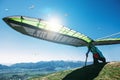 Hang-glider starting to fly Royalty Free Stock Photo