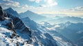 Hang glider taking off from a high mountain peak - AI Generated Royalty Free Stock Photo