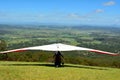 Hang-glider taking off a mountain top Royalty Free Stock Photo