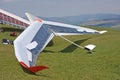 Hang gliders prepared to fly