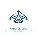 Hang gliding icon. Linear vector illustration from extreme sports collection. Outline hang gliding icon vector. Thin line symbol