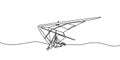 Hang gliding one line drawing, an air sport or recreational activity in which a pilot flies a light. Minimalist contour hand drawn Royalty Free Stock Photo