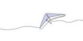 Hang gliding one line drawing, an air sport or recreational activity in which a pilot flies a light. Minimalist contour hand drawn Royalty Free Stock Photo