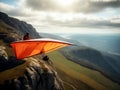 Hang-gliding sport practiced in the middle of nature