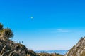 Hang-gliding in Swiss Alps from top of Rochers-de-Naye, near Montreux, Canton of Vaud, Switzerland. Sports Concept Royalty Free Stock Photo