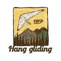 Hang gliding, vintage illustration and logo