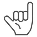 Hang loose gesture line icon. Shaka vector illustration isolated on white. Hand gesture outline style design, designed Royalty Free Stock Photo