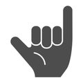 Hang loose gesture solid icon. Shaka vector illustration isolated on white. Hand gesture glyph style design, designed Royalty Free Stock Photo