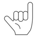 Hang loose gesture thin line icon. Shaka vector illustration isolated on white. Hand gesture outline style design Royalty Free Stock Photo