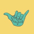 Hang loose hand sign. Royalty Free Stock Photo