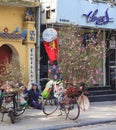 Hang Luoc Flower Market. Peach flowers, Ha Noi Vietnam Royalty Free Stock Photo