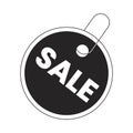 Hang sales tag string black and white 2D line cartoon price tag Royalty Free Stock Photo