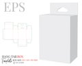 Hang Tab Box Template with delta hole, Vector with die cut / laser cut lines. White, clear, blank, isolated Hang Tab mock up
