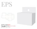 Hang Tab Box Template with round hole, Vector with die cut / laser cut lines. White, clear, blank, isolated Hang Tab mock up