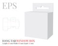 Hang Tab Box Template, Vector with die cut / laser cut lines. White, clear, blank, isolated Hang Tab mock up on white