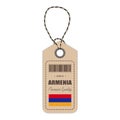 Hang Tag Made In Armenia With Flag Icon Isolated On A White Background. Vector Illustration.