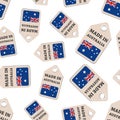 Hang tag made in Australia sticker with flag seamless pattern