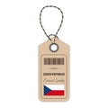 Hang Tag Made In Czech Republic With Flag Icon Isolated On A White Background. Vector Illustration. Royalty Free Stock Photo