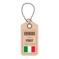 Hang Tag Made In Italy With Flag Icon Isolated On A White Background. Vector Illustration.