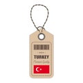 Hang Tag Made In Turkey With Flag Icon Isolated On A White Background. Vector Illustration. Royalty Free Stock Photo