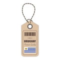 Hang Tag Made In Uruguay With Flag Icon Isolated On A White Background. Vector Illustration. Royalty Free Stock Photo