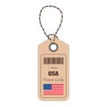 Hang Tag Made In USA With Flag Icon Isolated On A White Background. Vector Illustration. Royalty Free Stock Photo