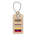 Hang Tag Made In Venezuela With Flag Icon Isolated On A White Background. Vector Illustration. Royalty Free Stock Photo