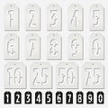 Hang tags stencil numbers cards