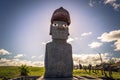 Hanga Roa, Easter Island - July 12 2017: Moai statues near Hanga Roa