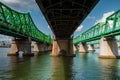 Hangang Railway bridges over the Han River view from underneath, Seoul, South Korea