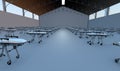 Hangar with Hospital Beds 3D illustration