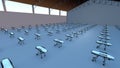 Hangar with Hospital Beds 3D illustration