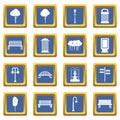 Hangar icons set blue