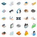 Hangar icons set, isometric style