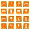 Hangar icons set orange