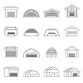 Hangar icons set, outline ctyle