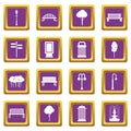 Hangar icons set purple